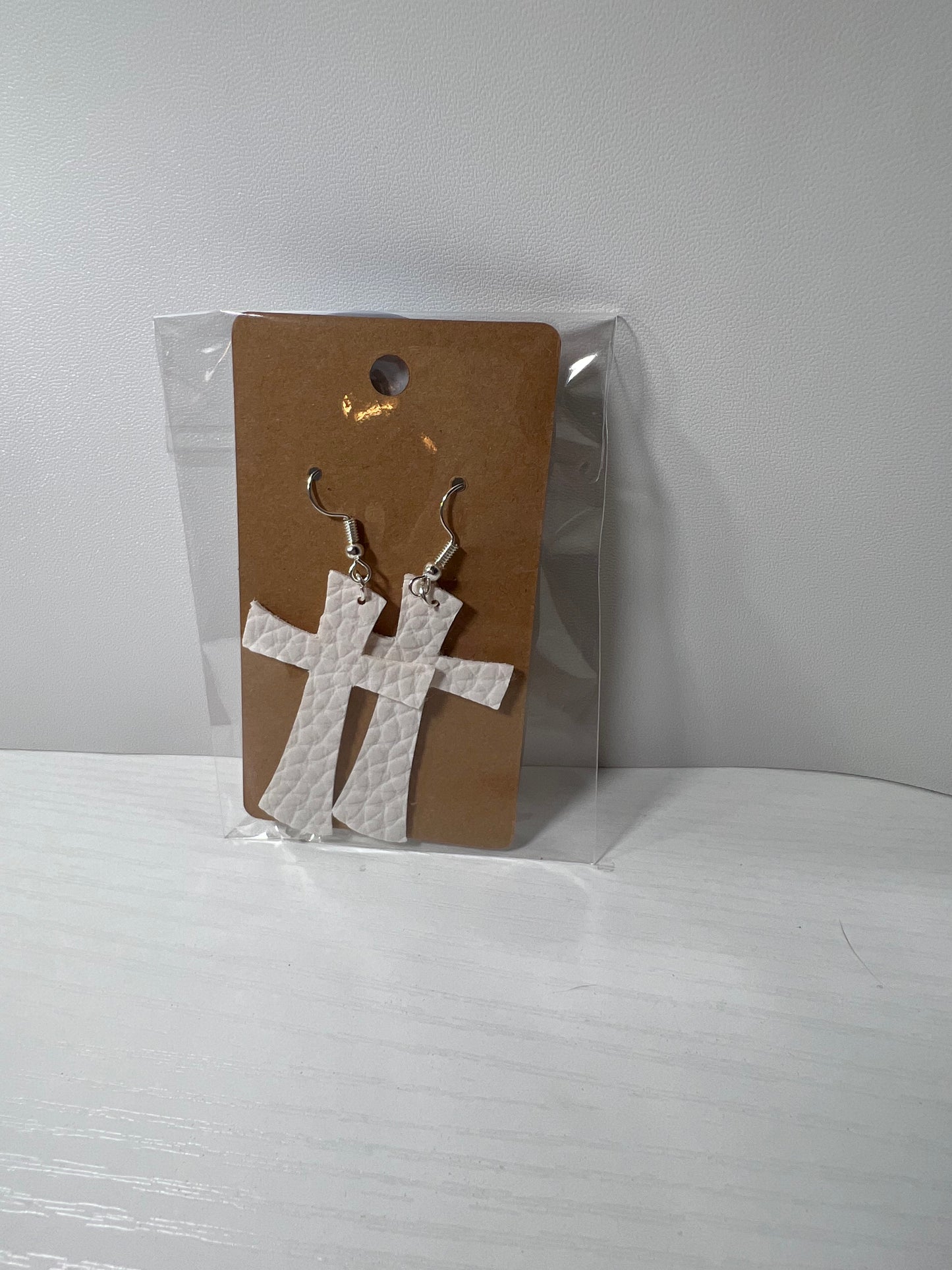 Cross White Earrings