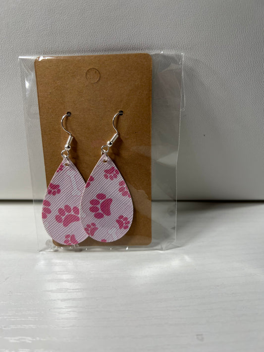 Pink Dog Print Earrings